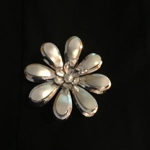 3 pc. Silver Metallic Pin/Necklace Piece, AND EARRINGS,  VINTAGE